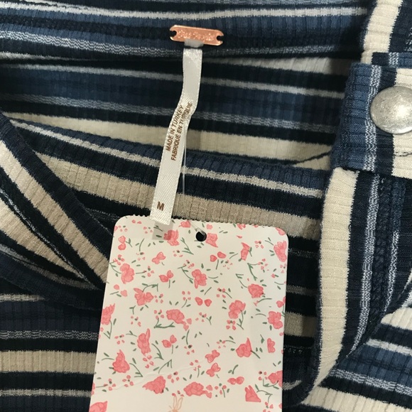 Free People Cape Cod Blue Striped Thermal Top - Picture 5 of 8